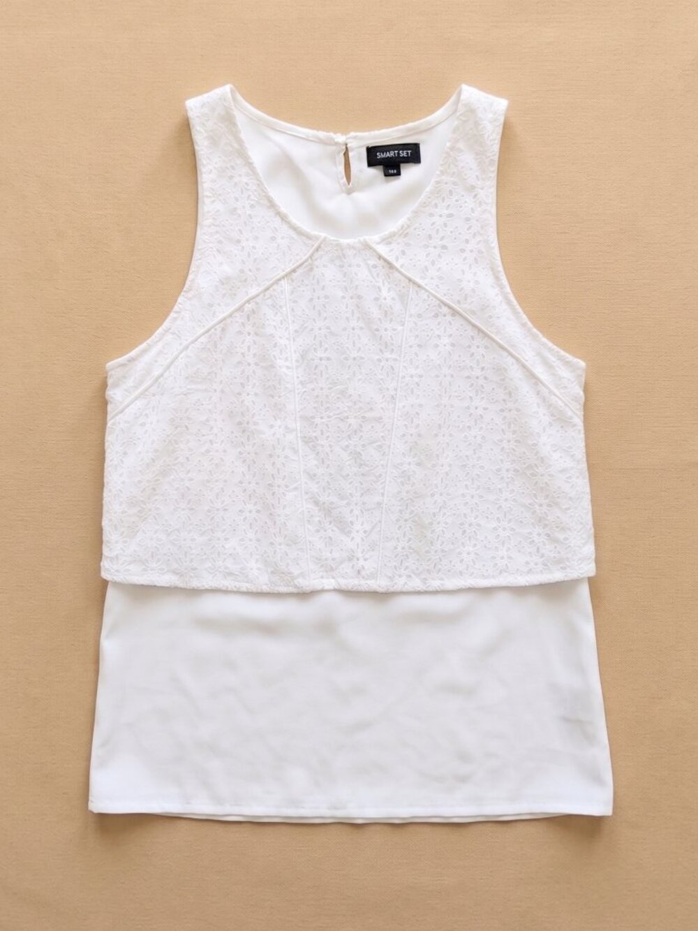 Smart Set White Eyelet Layered Sleeveless Top